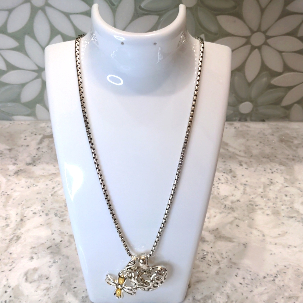 Premier Designs Heart/Cross Pendant on Silver Chain Necklace